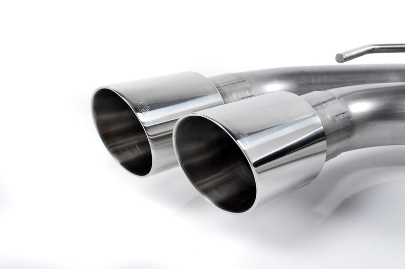 Downpipe-back Resonated (quieter). Polished OEM-Style Tips. Requ