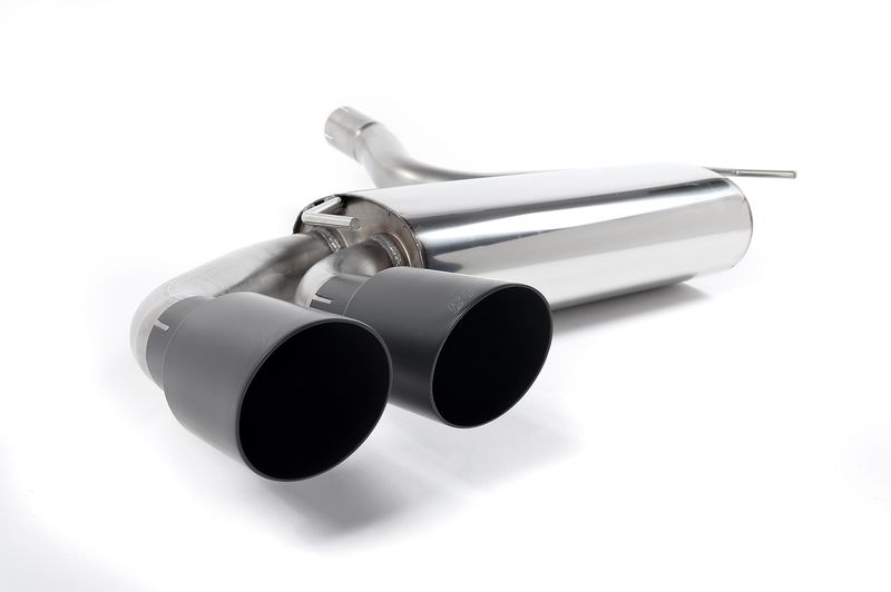 Downpipe-back Resonated (quieter). Cerakote Black OEM-Style Tips