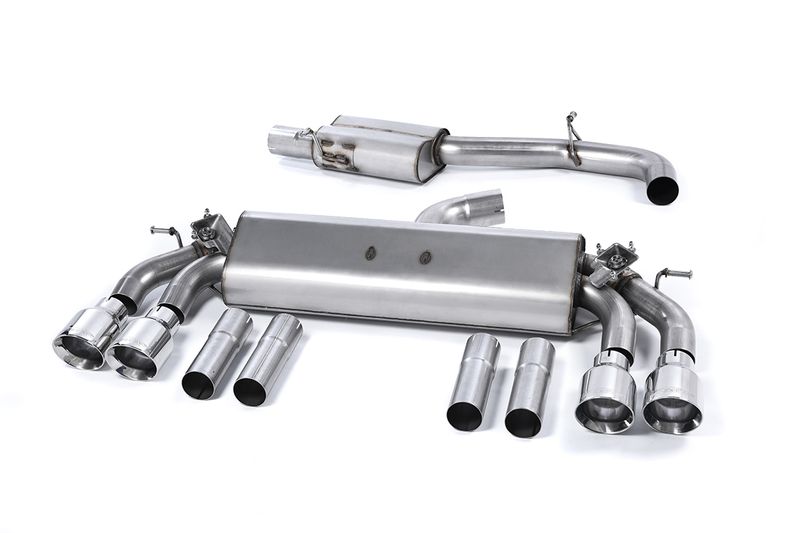 Cat-back Non-resonated (louder). Quad Round Polished Tips