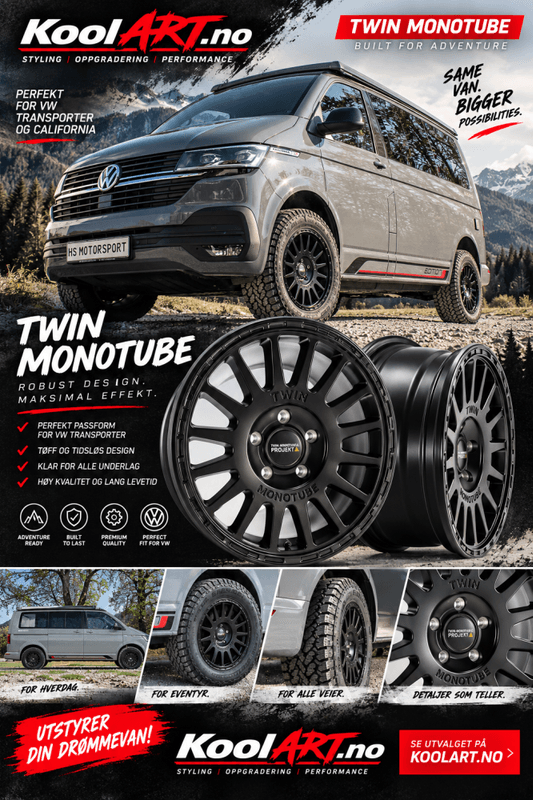 TWIN-MONOTUBE-PROJEKT-AT2 , 8X18 Black VW T5, T6, T6.1 CRAFTER 
